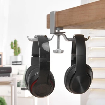 

Aluminium Alloy Headphone Holder Headset Bracket Hanger Metal Wall Clamp Hook Rotatable Double Earphone Stand Desktop