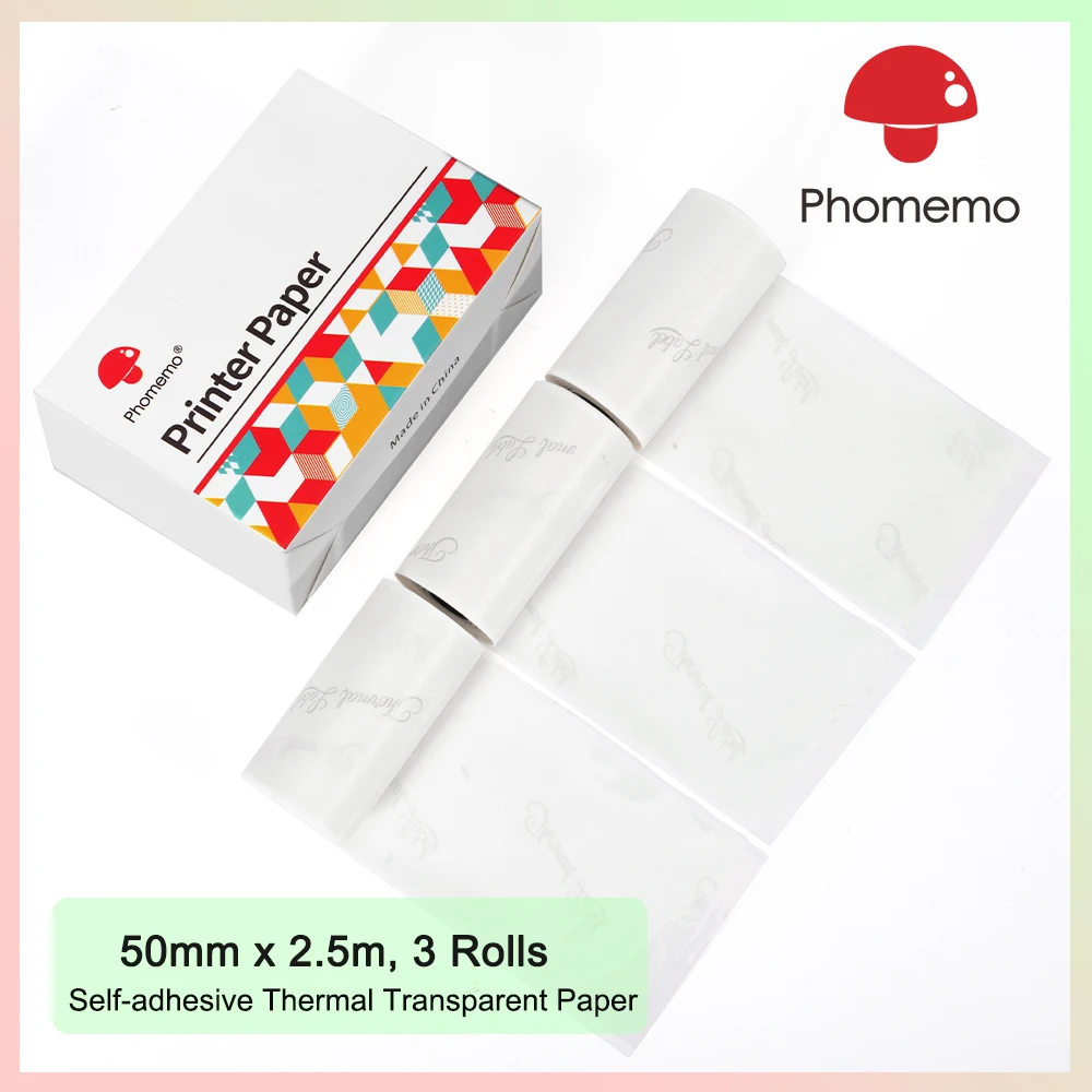 

Transparent Sticker Long-Lasting Thermal Paper For Phomemo M02 Pocket Printer Long-Term Effective Keep for 20 Years 50mm*3.5m