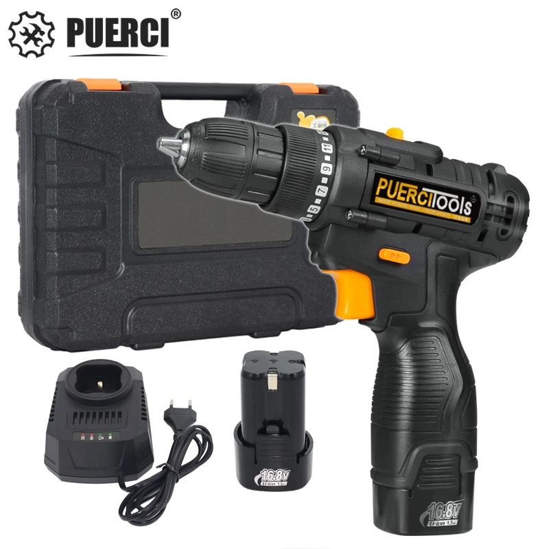 

PUERCI New Arrival 16.8V Cordless Drill Electric Screwdriver Mini Wireless Power Driver DC Lithium-Ion Battery 3/8-Inch