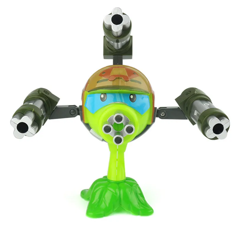 Details about  / Plants Vs Zombies Action Figure 15Cm Gatling Pea Sgooter 3 Guns Toy Kids