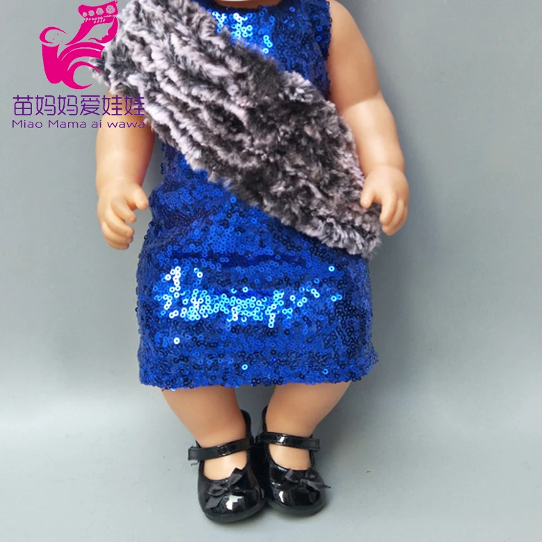 18 дюймов девочка кукла зима длинный рукав пижамный комплект одежда и штаны для новорожденных куклы комплект одежды для сна - Цвет: Shoes