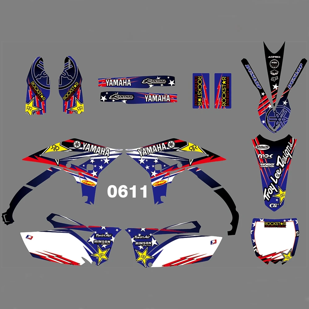 Для YAMAHA YZF250 2010-2013 Графика наклейки на заказ Номер Наименование лента 3M Полный мотоцикл Фоновые наклейки аксессуары