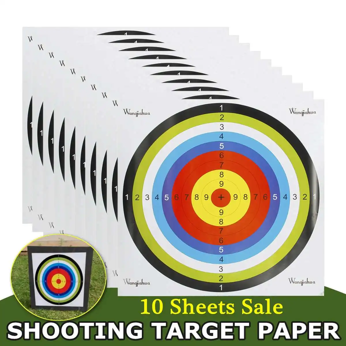 10 PC Archery Target Paper Face For Arrow Bow Shooting Hunting Training Practice 