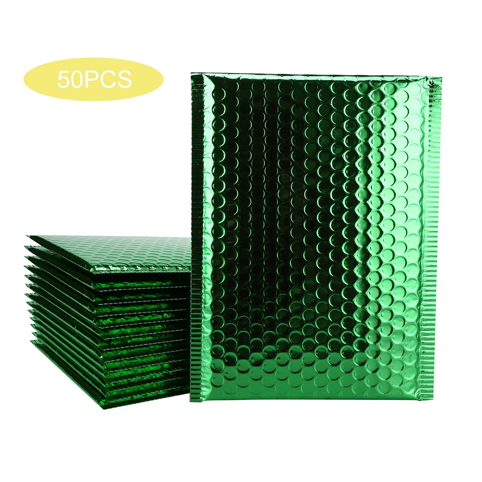 Sobres acolchados de burbujas para correo, autosellador, aluminio forrado, bolsa de envío, Verde, 50 Uds.