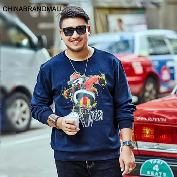 

( Plus Velvet ) super Brand Big size Men Round Neck Pullover Sweater Big size Length Sleeve T Shirt Men's Wear Coat