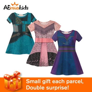 

AEMUAKIDS Girls Halloween Carnival Party Mal Uma Audrey Cosplay New Clothing Summer Wearing Kids Casual Fashion Dress Up Costume