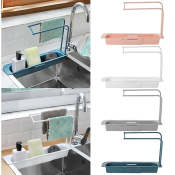 

Home Storage Kitchen Sink Drainer Rack Storage Basket Bag Faucet Holder Adjustable Bathroom Holder Sink Kitchen Accessorie