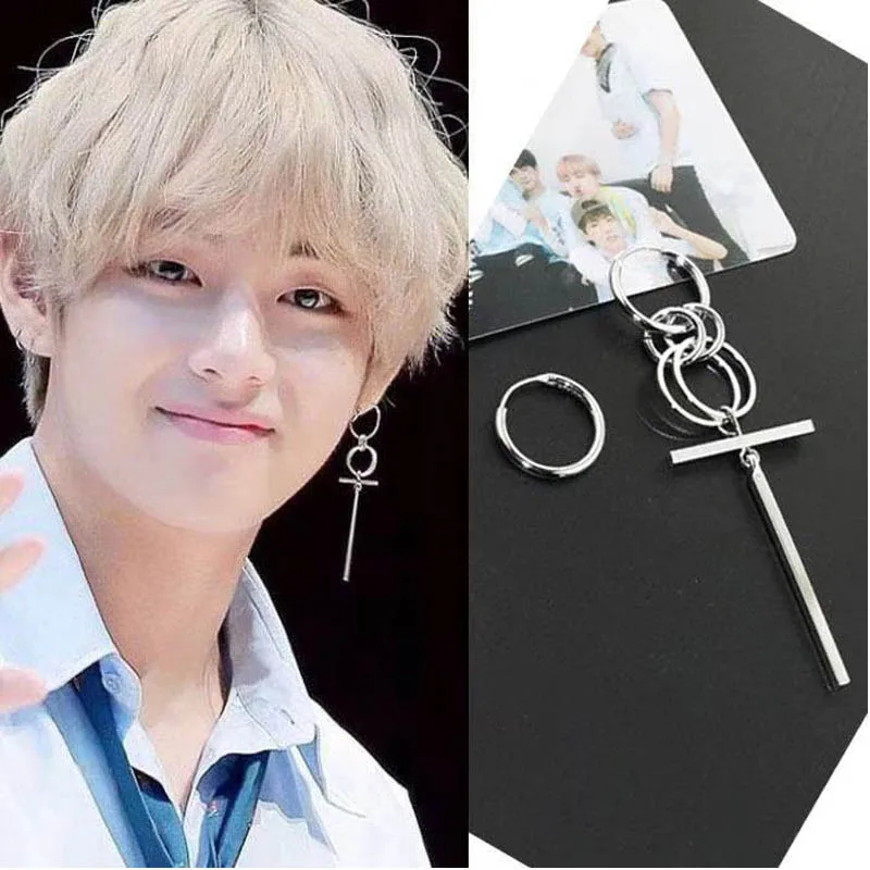 BTS Kim Hyung BigHit entretenimiento v con el de oreja simple pendientes largos pendientes holesale|Pendientes forma de gota| - AliExpress