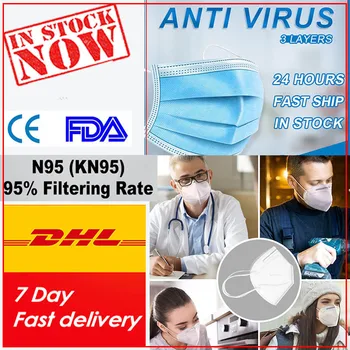 

Ship To USA DHL 50pcs n95maskes kn95maskes mascarilla kn95mask facemasks 5 layer black anime earloop respirator pocket insert