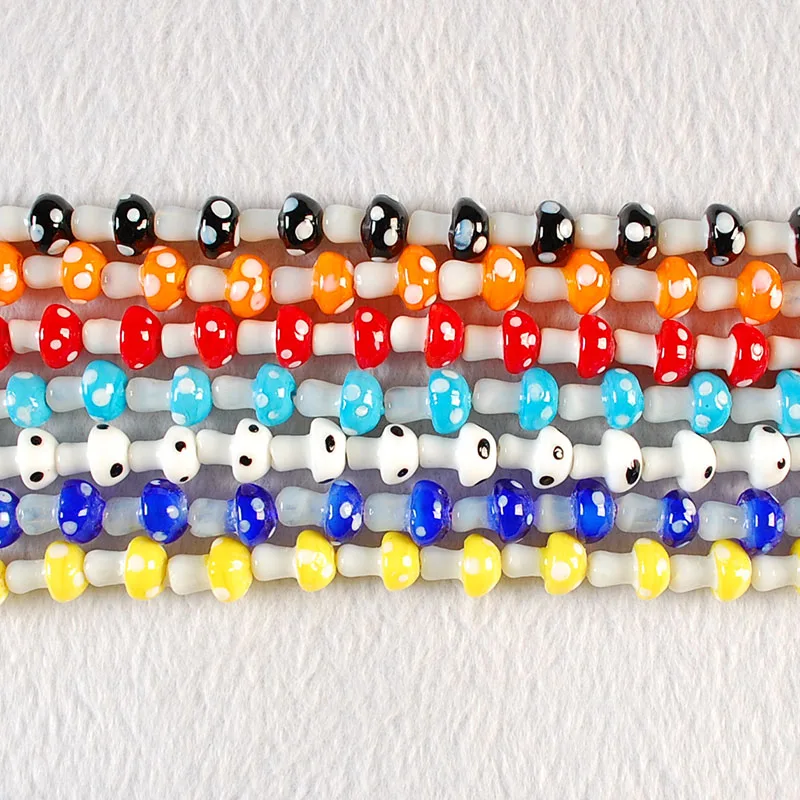 25Pcs 13x10mm Mushroom Lampwork Glass Loose Beads for DIY Crafts Jewelry Making Findings Handmade Jewelry Beads