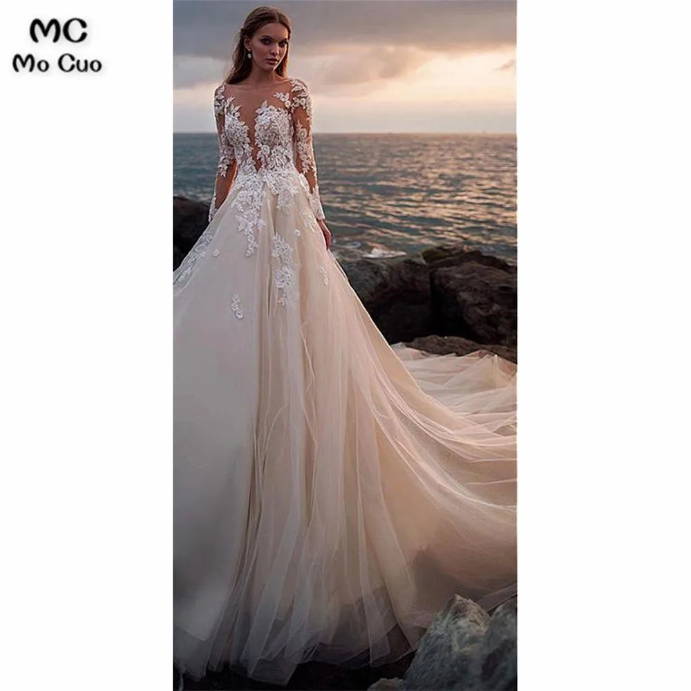 Illusion Sheer Lace Wedding Dress for 