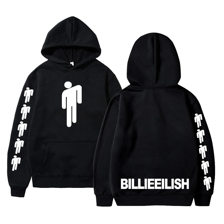 Sudadera Eilish con capucha negra para hombre, sudadera para pareja de Billie Eilish, Simple mantenerse caliente, sudadera con capucha para hombres y mujeres, ropa estampado de moda|Sudaderas con