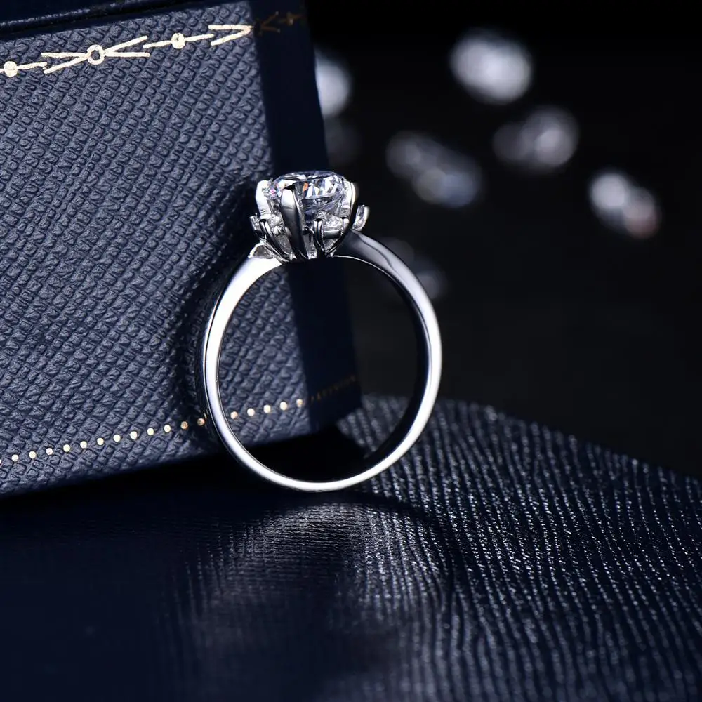 LASAMERO, уникальное кольцо ручной работы, 1.00CT, круглая огранка, 6,5 мм, бесцветное кольцо с муассанитами, кольцо для помолвки, твердое, 14K золото