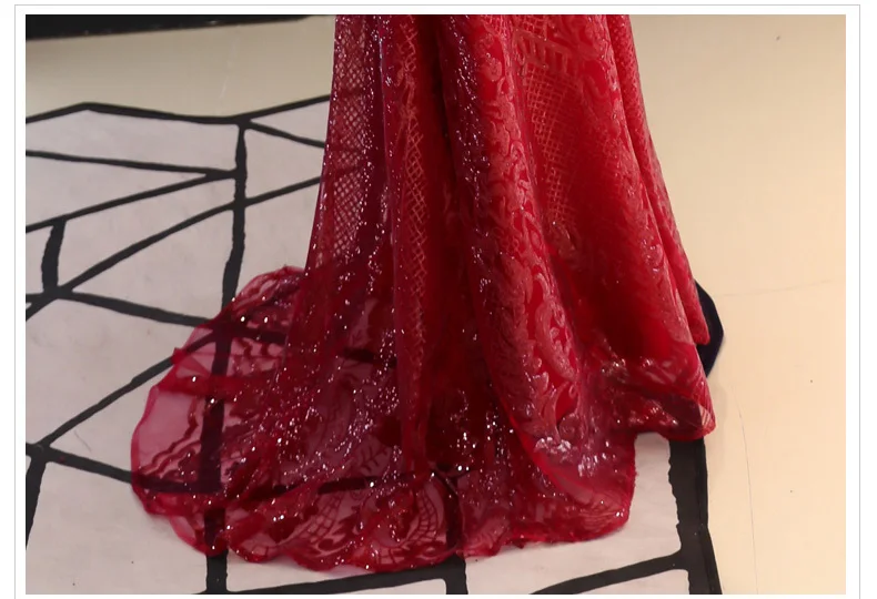 Роскошное расшитое блестками красное вино длинное вечернее платье с рукавами размера плюс А-силуэт длина до пола формальное вечернее платье со шлейфом
