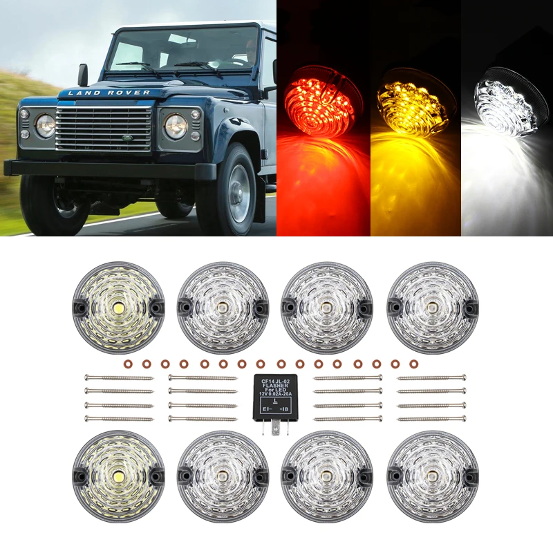 8pcs For Land Rover Defender Complete Led Lamp Upgrade Kits White/red