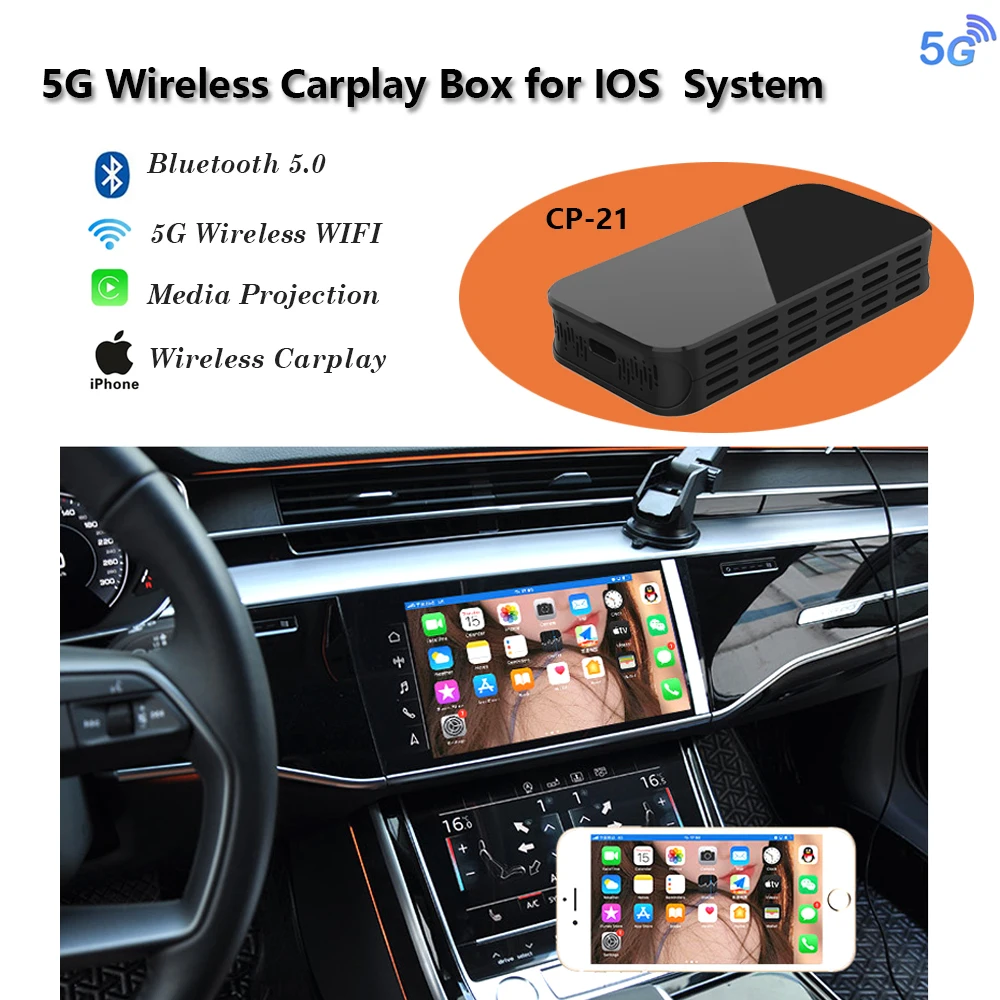 5G WIFI Bluetooth wireless carplay Adapter for Car with ast screen auto connect smart carplay TV Box For Any ios Version