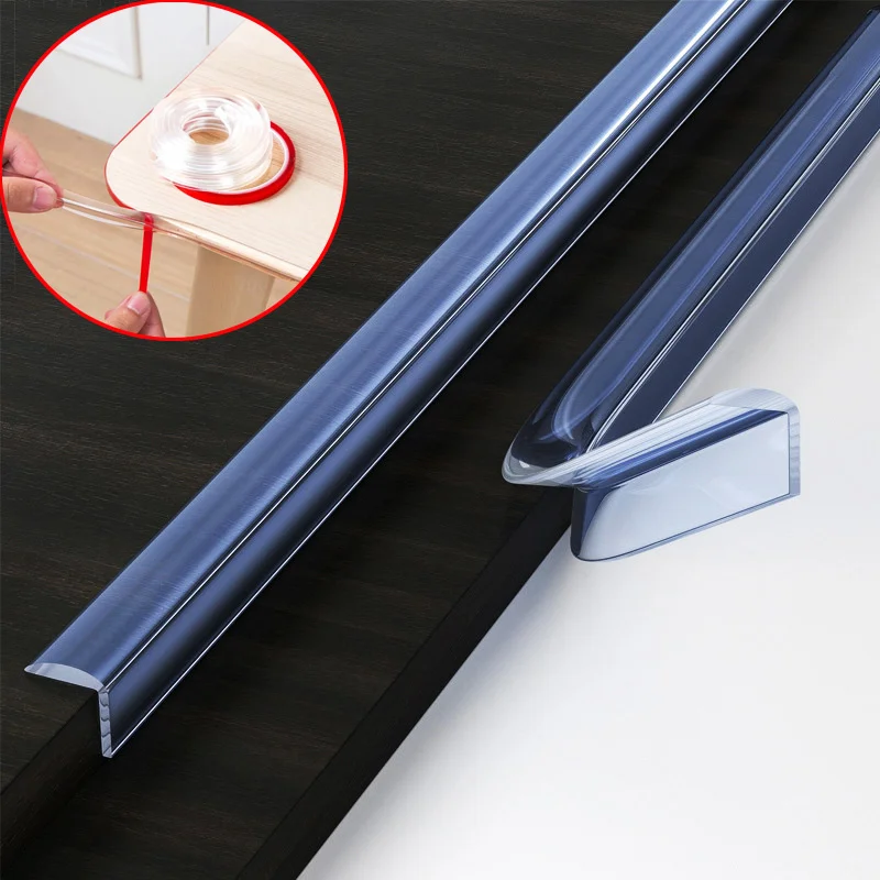 1M/2M/3M Clear PVC Infant Baby Safety Corner Protector Soft Double-Sided Tape Bumper Strip for Furniture,Cabinets,Tables,Drawers silicone table corner protector table corner protector table edge protector furniture anti collision strip