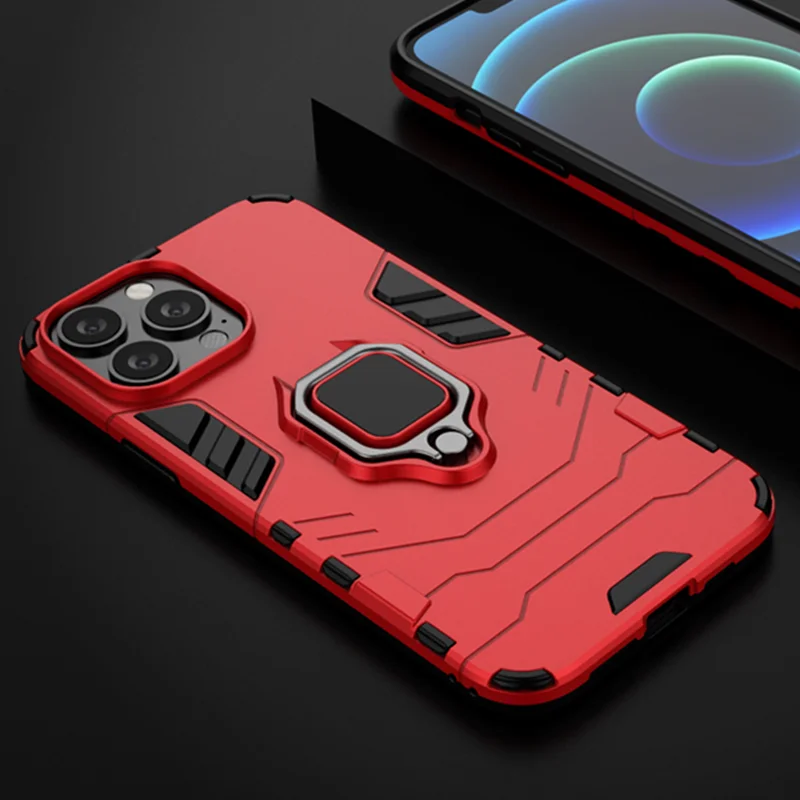 Роскошный бронированный автомобильный держатель с кольцом Magentic для iPhone 13 12 11 Pro Max