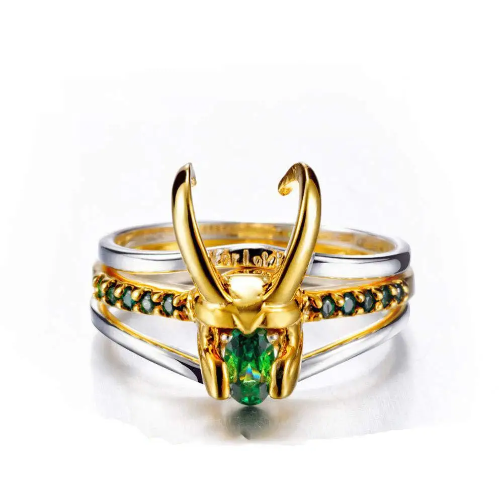 2021 Trend Loki Rings Thor Loki Helmet Set of Rings Movie Superhero Men's Ring Set Single Zircon Finger Accessories Punk Jewelry 