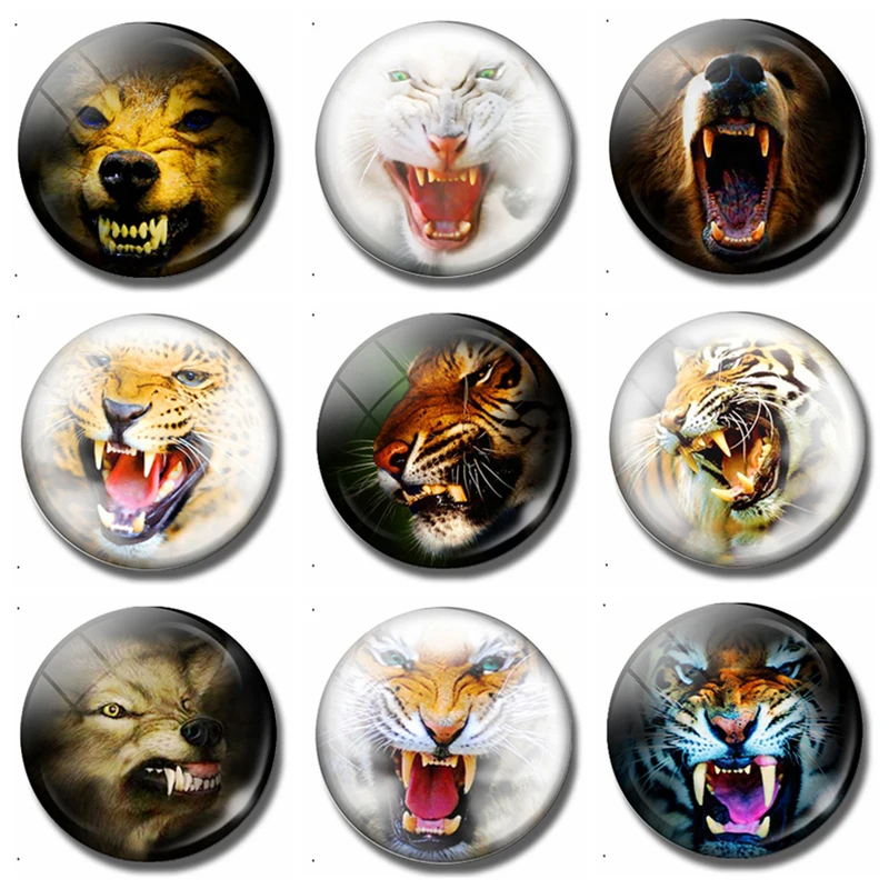 Scary Tiger 30MM Fridge Magnet Fierce Horrible Animal Glass Cabochon Magnetic Refrigerator Stickers Note Holder Home Decor | Дом и сад