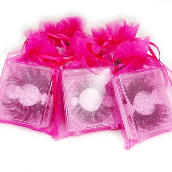 

28mm Rainsin 30Pairs Mink Lashes Pack 25 mm Dramatic Make Up Eyelashes Square Eyelash Container Lots With Pink Bag US Shipping