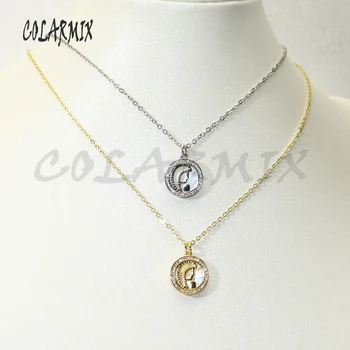 

8 Pcs Virgin marry necklace small round charm religion jewelry accessories zircon accessories jewlery for women 9587