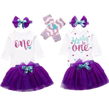 

Romper Sets Baby Girls Clothes My 1st Birthday Outfit 4PCS Romper Tutu Skirt Party Set AUSTOCK