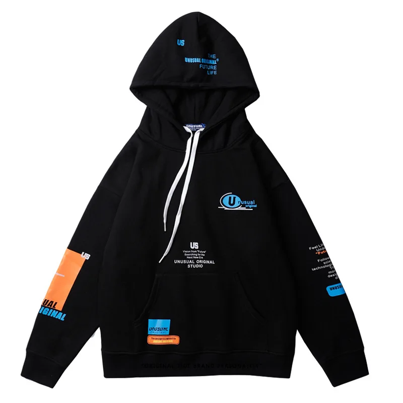 black Fashion Us Fleece Pullover Hoodies Men/Women Casual Hooded Streetwear Sweatshirts Hip Hop Harajuku Male Tops - Цвет: black