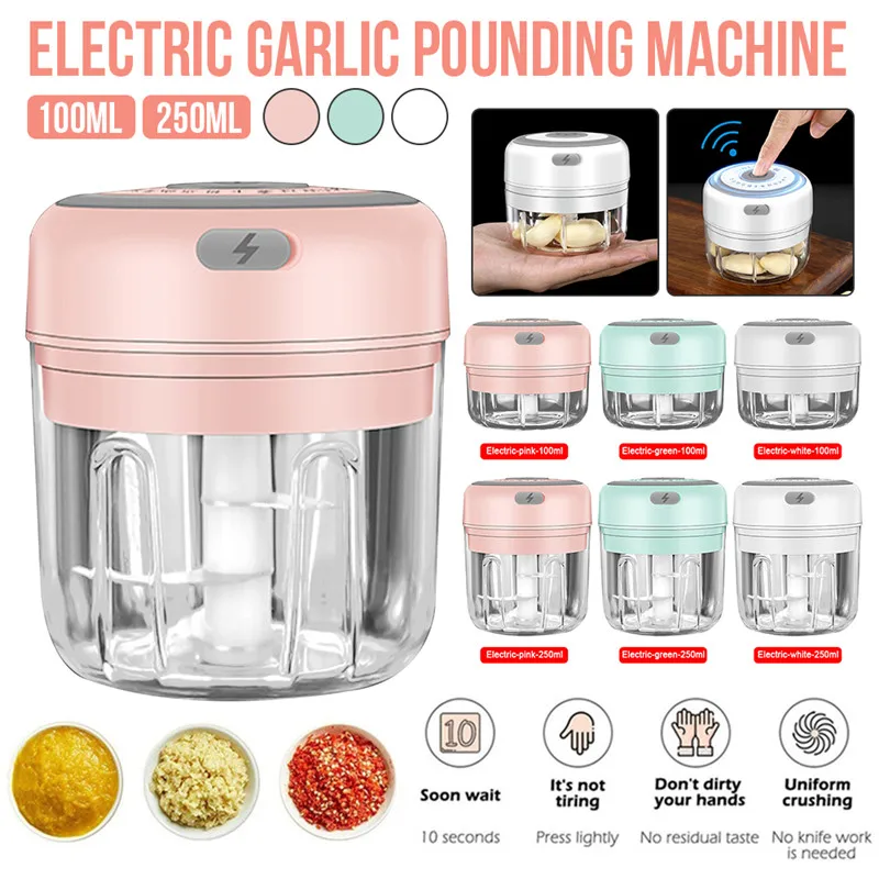 100ml/250ml Electric Mini Garlic Chopper Wireless Food Processor Usb  Rechargeable Cup For Garlic Pepper Chili Spice Kitchen Tool - Fruit &  Vegetable Tools - AliExpress