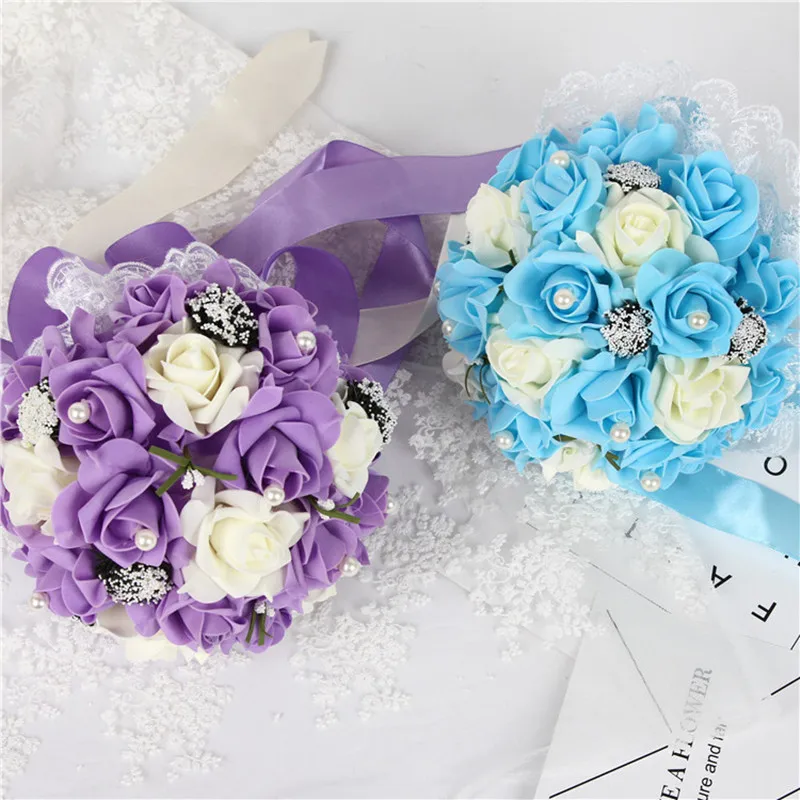 Gypsophila rose Bouquet Royal Pearls Beaded Bridal Wedding Bouquets Simple Durable Half Ball Bow Stitch Holding Flowers | Дом и сад