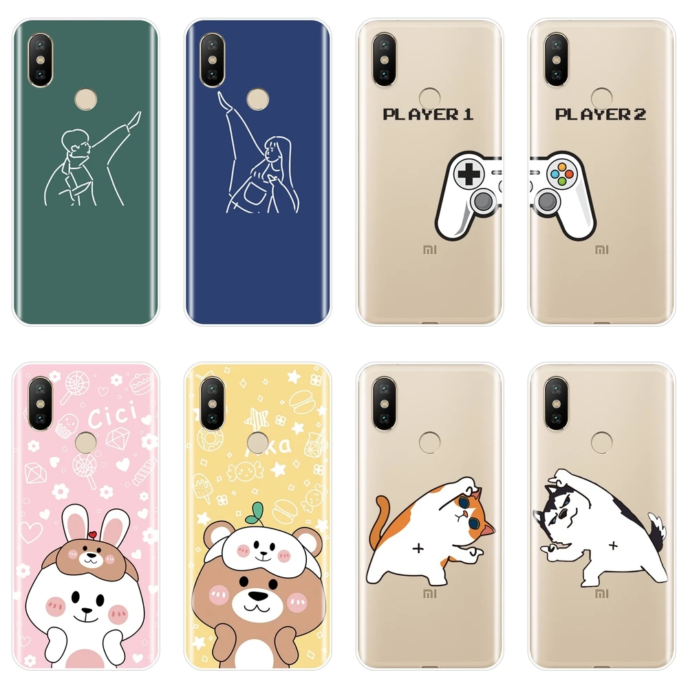 Back Cover For Xiaomi MI A1 A2 Lite Mi5 Mi6 Mi8 Soft Silicone Couple Cat Dog Phone Case Mi 5 5C 5S 5X 6 6X Plus 8 SE | Мобильные
