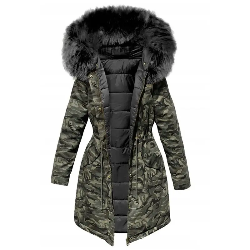 

Women Winter Jacket Hooded Parkas Winter Coat Women Loose Parka Fur Collar Cotton Padded Jackets