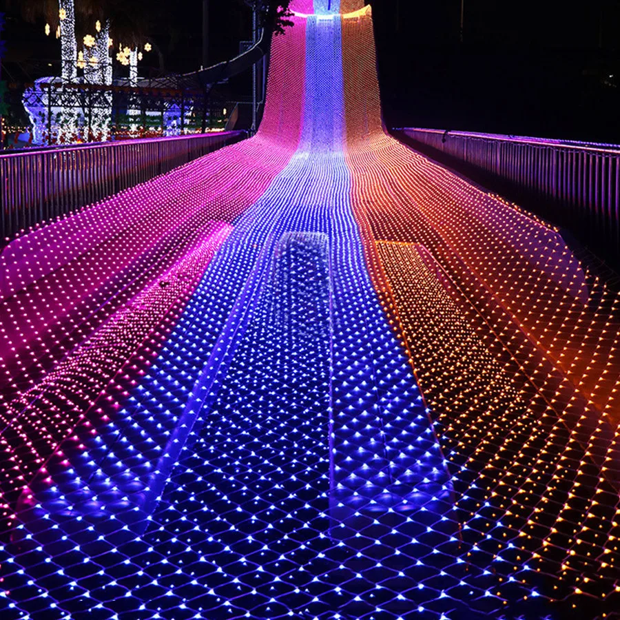 Thrisdar 10*1M 580 LED Net light Christmas Mesh Net Fairy String Light Outdoor Garden Wedding Backdrop Icicle Garland Light