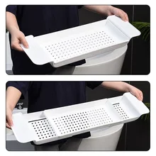 Retractable Bathtub Storage Rack Bath Tray Shelf Tub Multi-Function Bathroom Towel Tool Bathroom Bathtub Holder Organizer