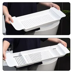 Retractable Bathtub Storage Rack Bath Tray Shelf Tub Multi-Function Bathroom Towel Tool Bathroom Bathtub Holder Organizer