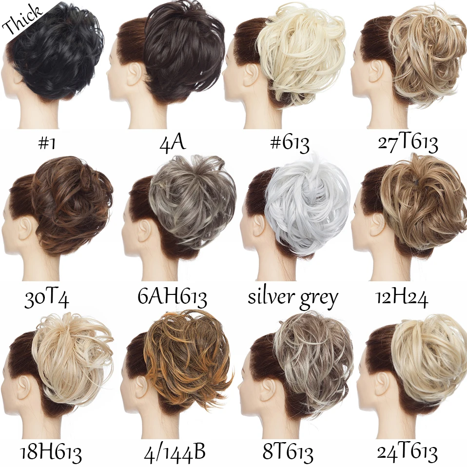 HAIRRO 80g Straight Donut Chignon Hairpieces Synthetic Ombre Elastic Updo Chignon Fluffy Messy Scrunchies Hair Bun For Women