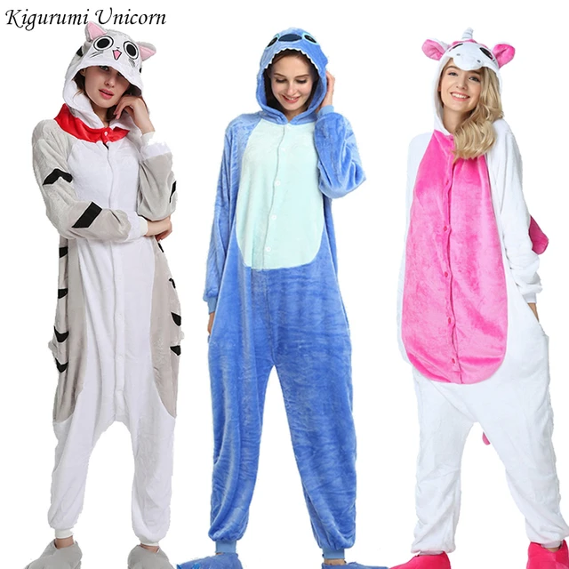 Kigurumi Stitch Adults Animal Onesies Winter Women Pajamas