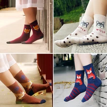 1/2/3 пары зимних носков толстые теплые Для женщин носки для малышей; модные Повседневное в горошек с принтом в полоску короткие носки дамы в мультипликационном стиле с принтом(животные) забавные носки для девочек