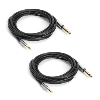 

2 Pcs 10FT Gold Plated 3.5mm to 6.5mm TRS o Cable Male to Male Stereo AUX Cable for Speaker Amplifier Guitar