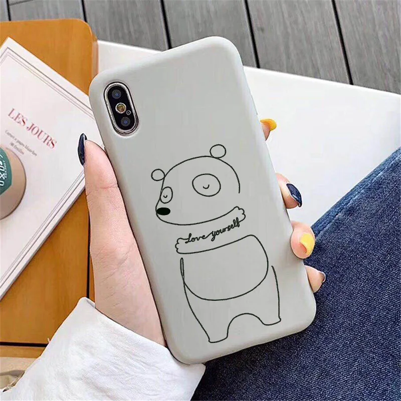 Роскошный чехол с медведем и слоном для iPhone 11, XR, X, Xs, Max, 8, 7, 6 Plus, 6 S, силиконовый чехол для телефона, мягкий чехол, Love yourself