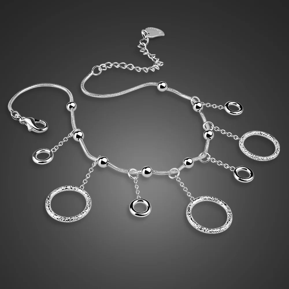 Simple 925 Sterling Silver Female Anklets Barefoot Crochet Sandals Foot