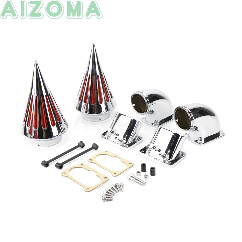 Хромированный мотоцикл Твин Спайк Воздухоочиститель для Suzuki Boulevard M109 M109R 1983- двойной моющийся заготовка воздушный Fliter комплект воздухозаборника