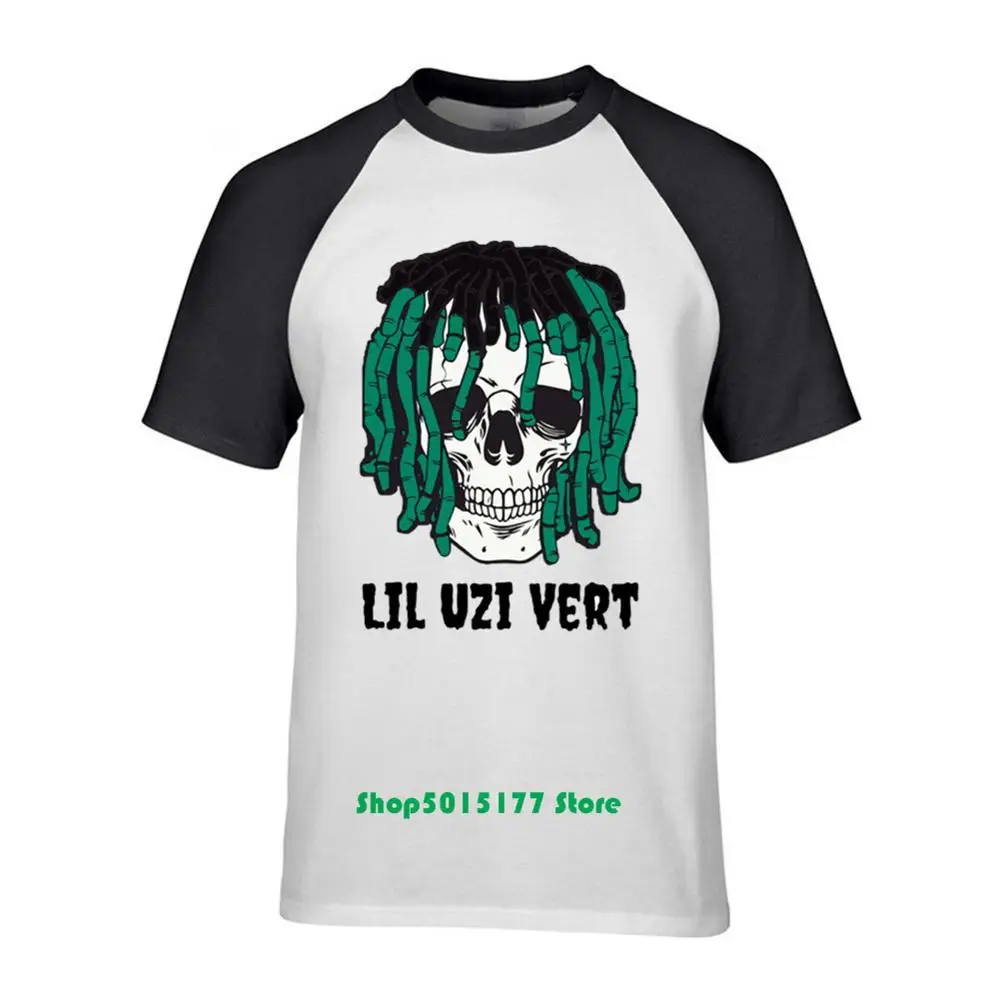 Lil pump Uzi Vert Skull Face T-Shirt Summer Men's Casual Print Fashion Novelty Short-Sleeve | Мужская одежда