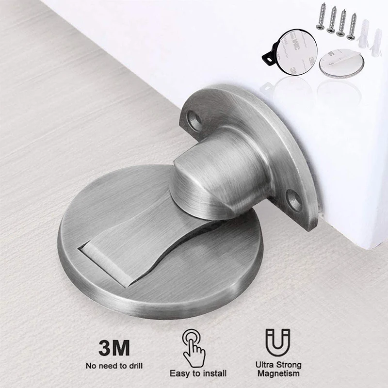 

Pure Metal Magnetic Door Stop Concealed Door Holder No Perforation Two Installation Methods Multi-Colors Furniture Hardware