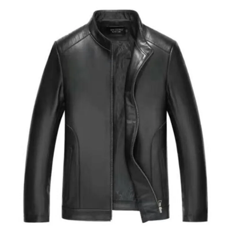 Брендовые мужские весенние Куртки из натуральной кожи для мужчин Jaqueta De Couro Masculina черные M-4XL мужские Куртки из натуральной кожи