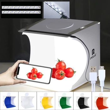 

Portable Folding Lightbox Photography Photo Studio Softbox 2 Panel LED Light Soft Box Background Kit Light box for DSLR Camera