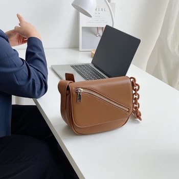 

Korean Small Bag 2020 New Fashion Autumn Women's Acrylic Chain Crossbody Shoulder Underarm Bag Zipper Vintage A677