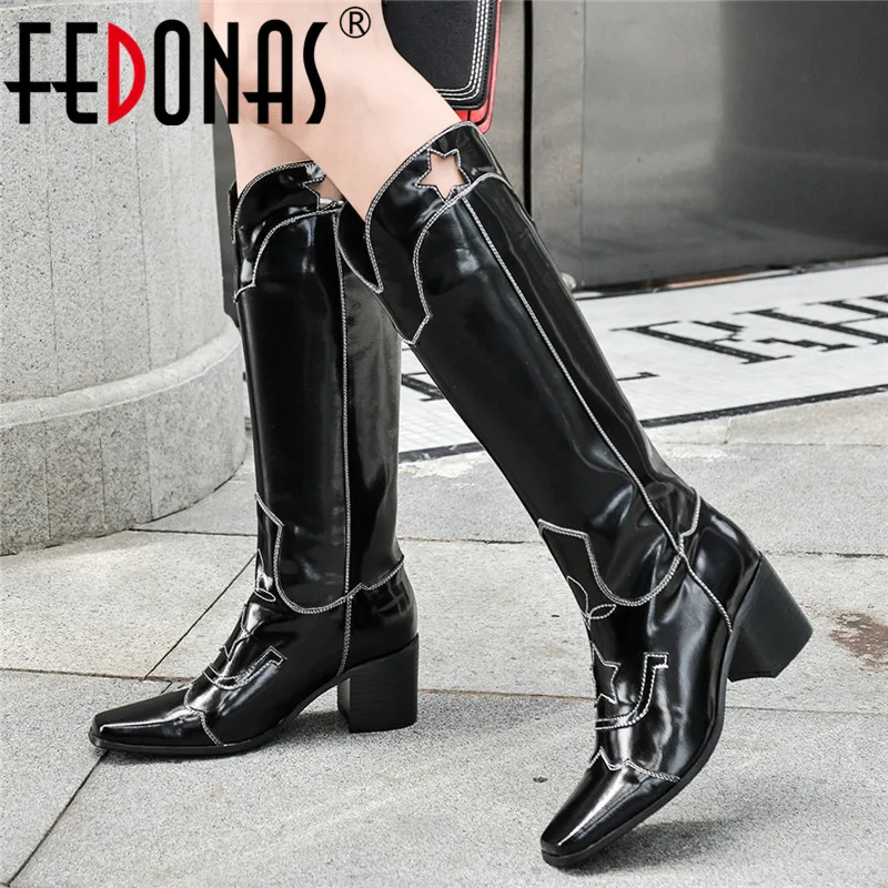

FEDONAS Big Size Female Long Western Boots Autumn Winter Warm High Heels Party Night Club Shoes Woman New Women Knee High Boots
