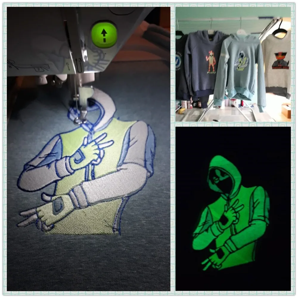 Description Picture 3 of itemSimthread Glow In the Dark Machine Sewing Embroidery Thread 1000Y Each Spool, 6 Popular Colors Optional