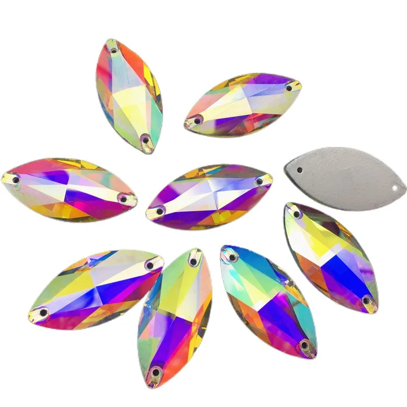 

3223 Navette Horse Eyes Shape Sew On Crystal Glass flat back Rhinestones Crystal AB Stones For Clothes